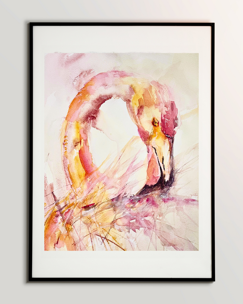 Ethereal Flamingo Watercolour Print
