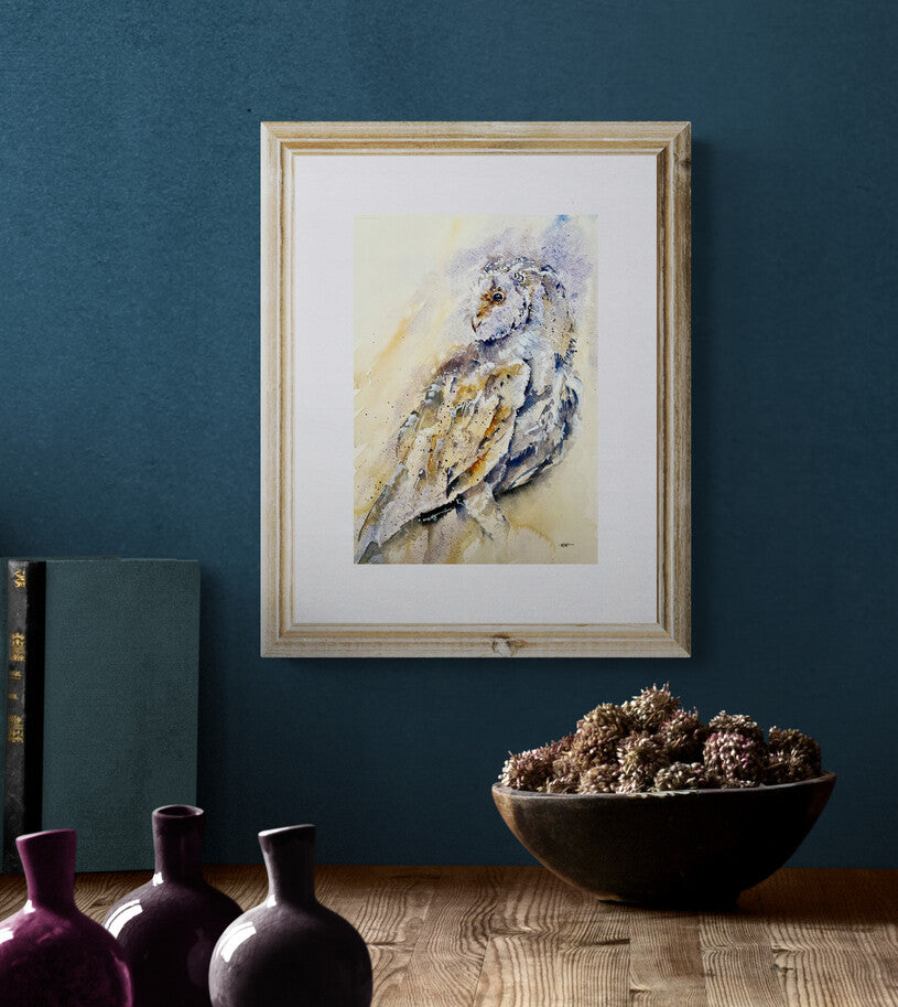 Owl Gazing Watercolour Print