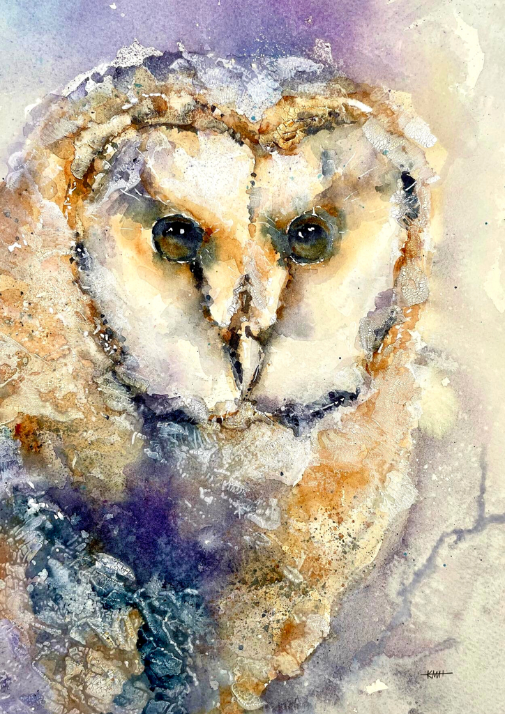 Vibrant Owl Mixed Media Print